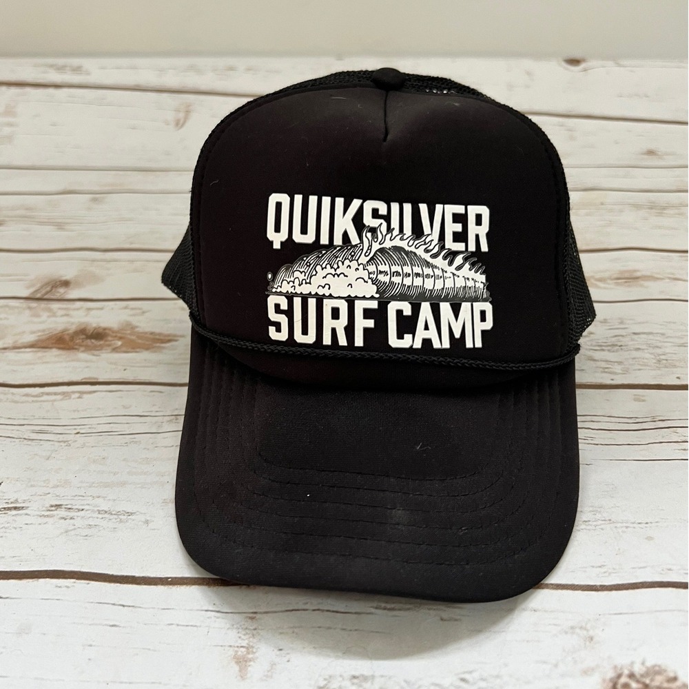 Quiksilver Trucker Hat Black Surf Camp Wave Mesh Snapback OSFM